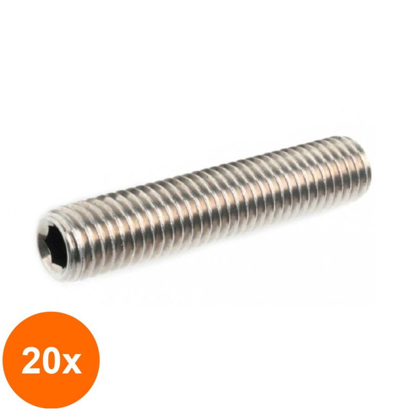 Set 20 x Stift Filetat Locas Inbus Cap Plat 913 Inox A2 -M10 x 40