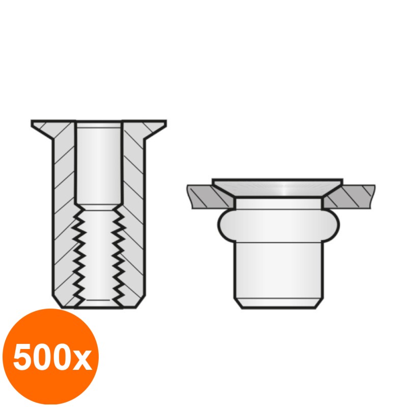 Set 500 x Piulite-nit Standard Cap Tesit Otel-M 6 x 14.5