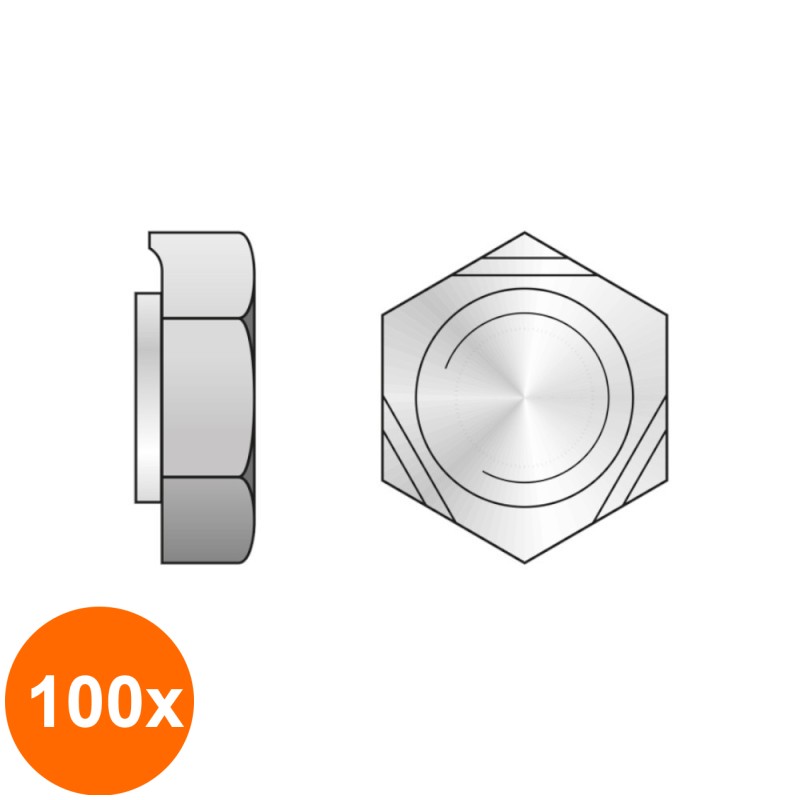 Set 100 x Piulita Hexagonala pentru Sudare 929 Otel-M8