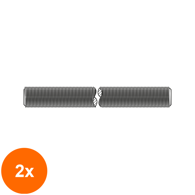 Set 2 x Tija Filetata 1m DIN 975 Otel gr.4.6 Zincat-M 30