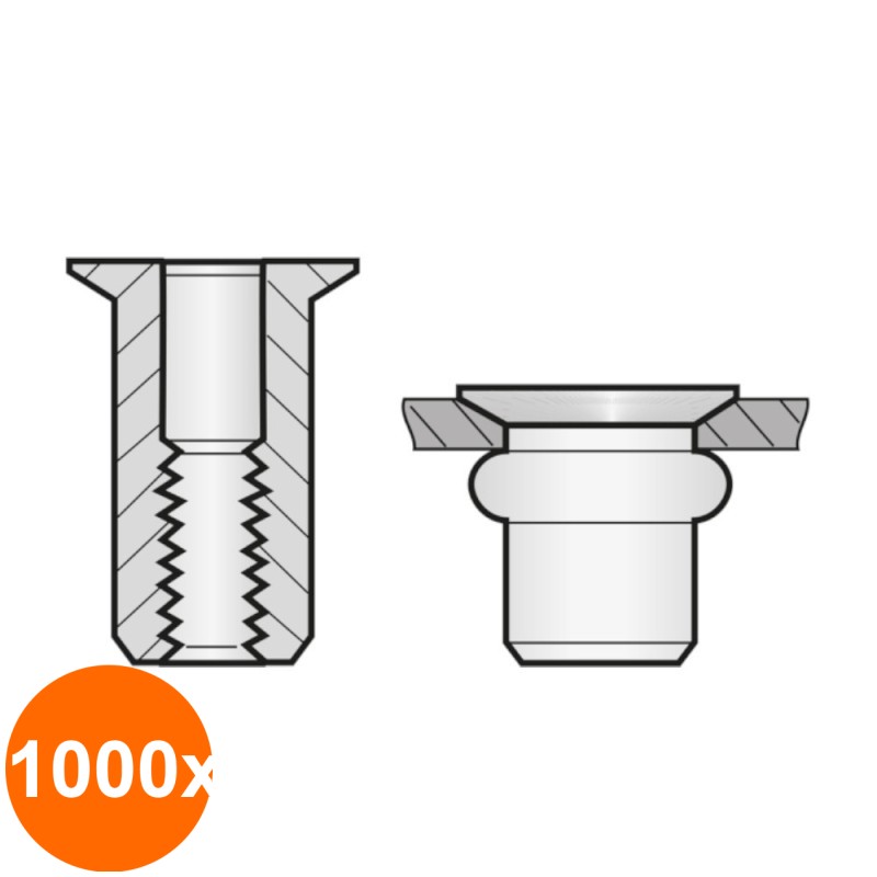 Set 1000 x Piulite-nit Standard Cap Tesit Otel-M 3 x 8.7