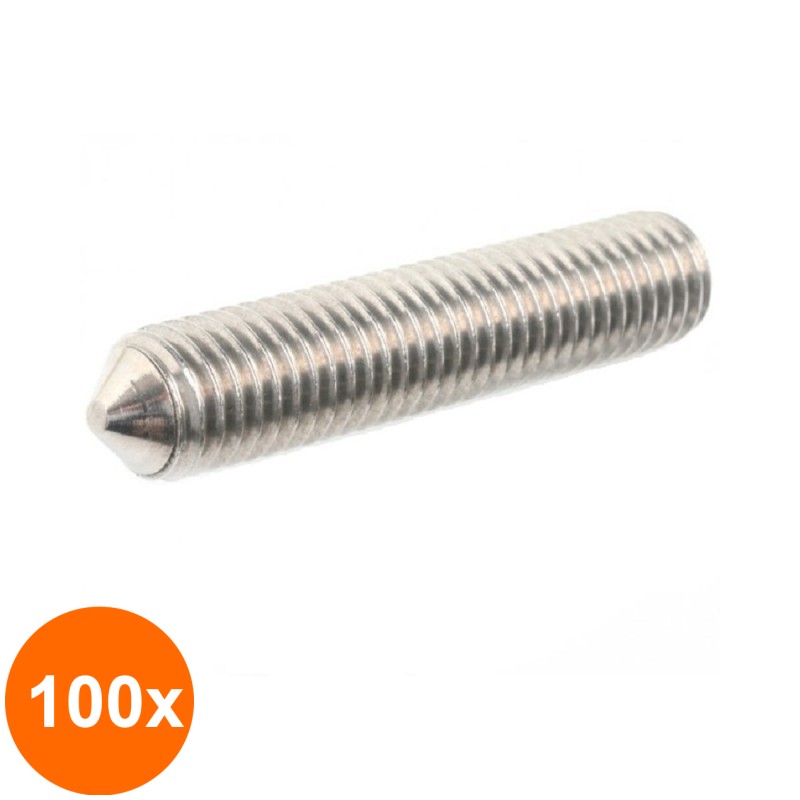 Set 100 x Stift Filetat Locas Inbus Varf 914 Inox A2 -M4 x 20