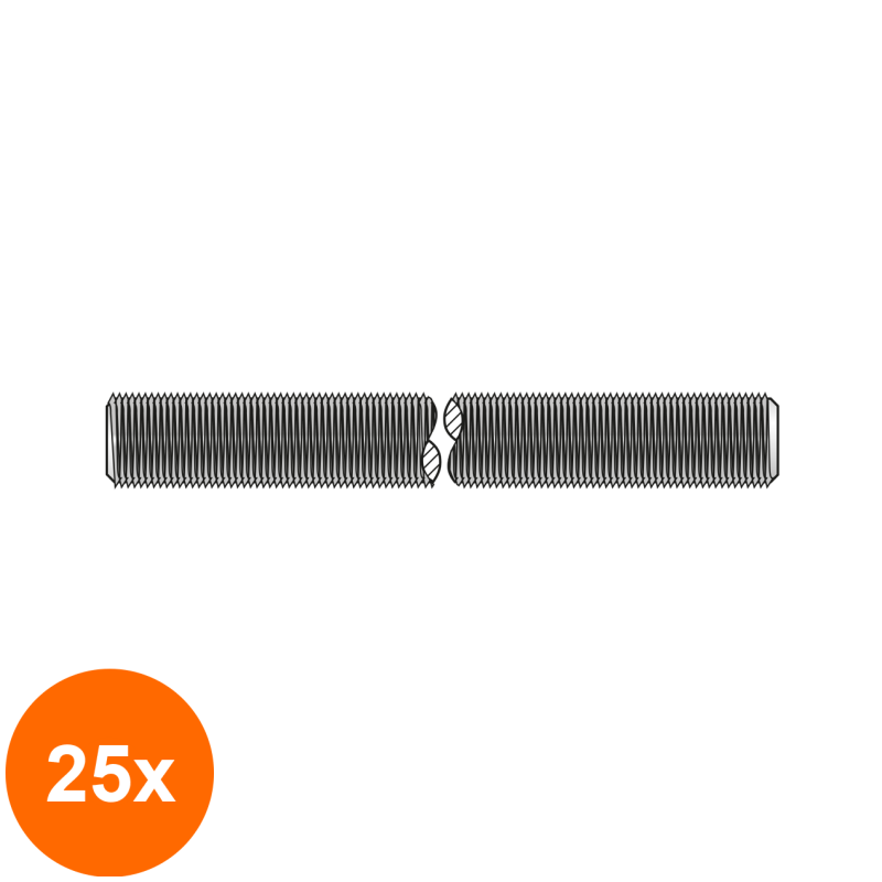 Set 25 x Tija Filetata 2m DIN 975 Otel gr.4.6 Zincat-M 8 0975082S