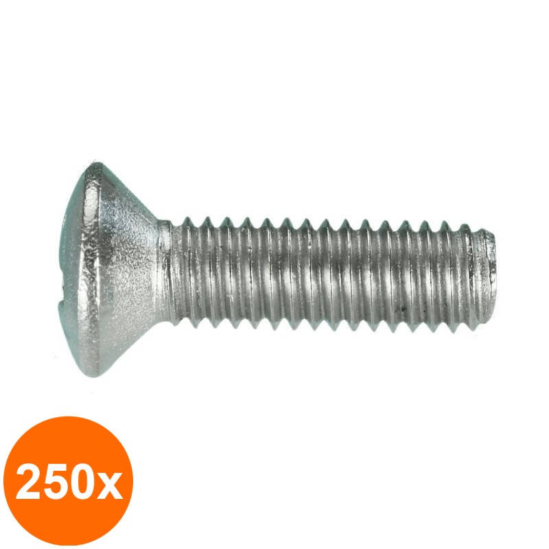 Set 250 x Surub Cap Semiinecat Locas Cruciform 966 Otel Gr.4.8 Zincat-M6 x 16