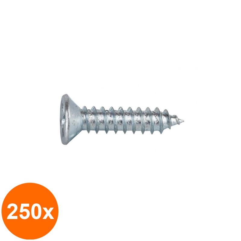 Set 250 x Surub Cap Inecat pentru Tabla 7982 Otel Zincat-4.8x 45