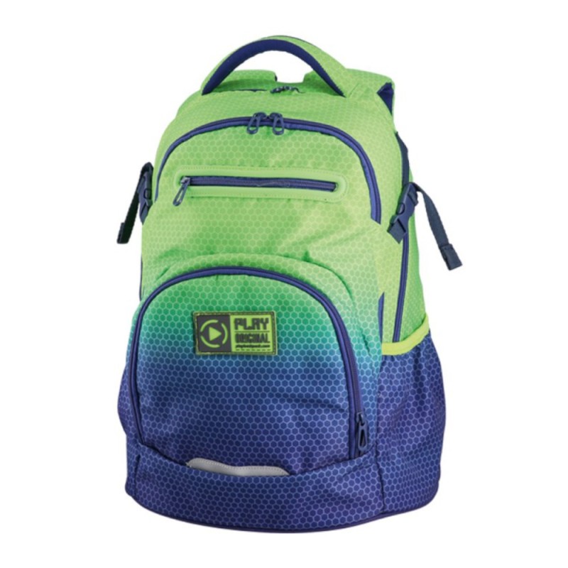 Ghiozdan Apollo Hexa Verde Albastru, 26  l, 41 x 31 x 21 cm, Statovac