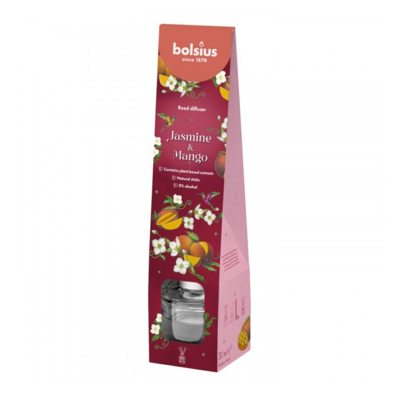 Odorizant Difuzor cu Betisoare pentru Casa Bolsius Floral Fusion, Iasomie si Mango, 30 ml