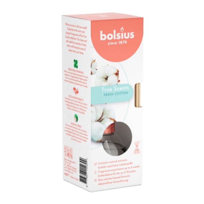 Odorizant Difuzor cu Betisoare pentru Casa Bolsius, Bumbac, 60 ml