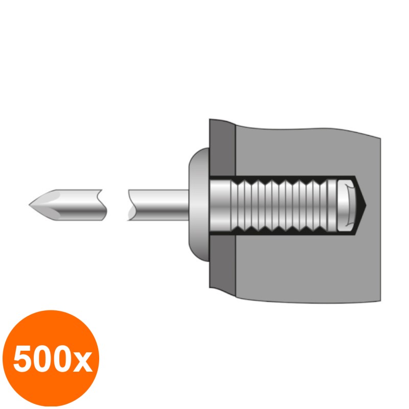 Set 500 x Pop-nit Ingropat Cap Bombat Aluminiu-Otel-4 X 16