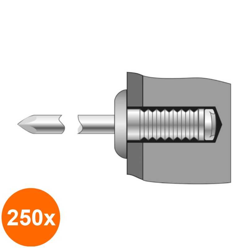 Set 250 x Pop-nituri Ingropat Cap Bombat Aluminiu-Otel-4.8 X 18