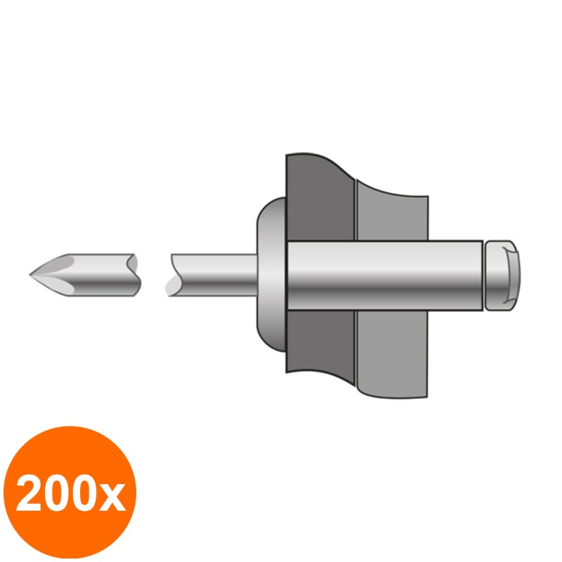 Set 200 x Pop-nituri Cap Bombat, Inox A2 - 4.8 X 30