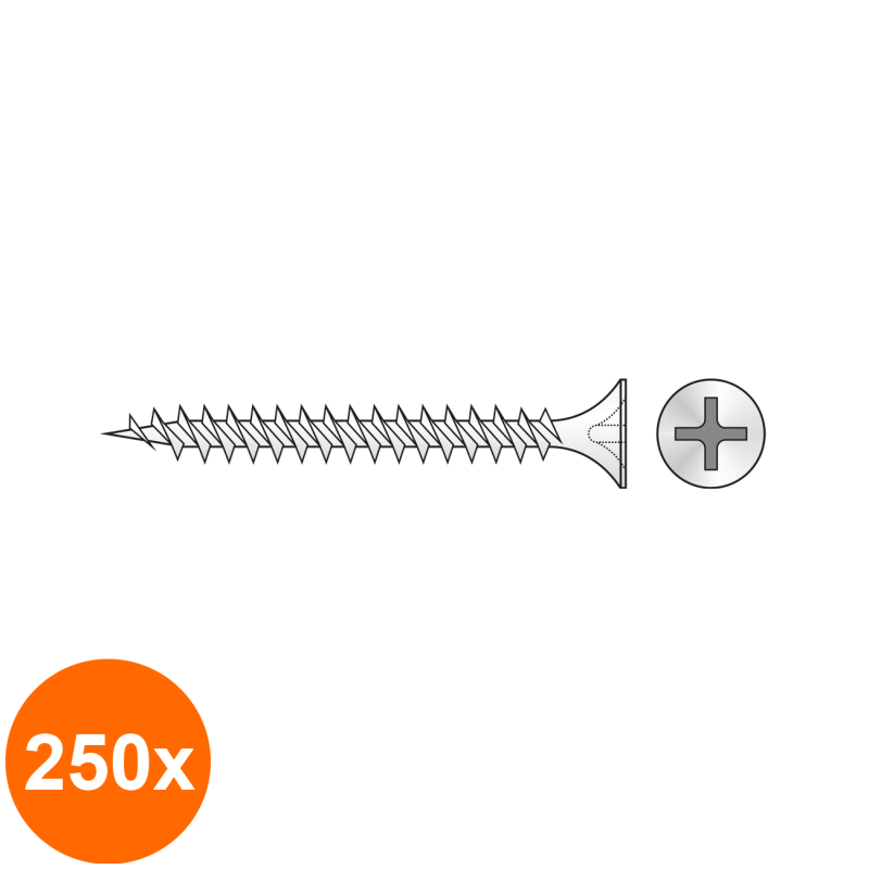 Set 250 x Surub Rigips Otel Fosfatat-4.2x 65 X01004265S