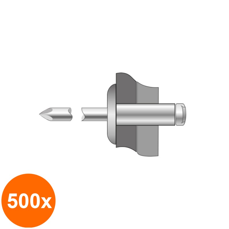 Set 500 x Pop-nituri Cap Lat Inox A2-3.2 X 10