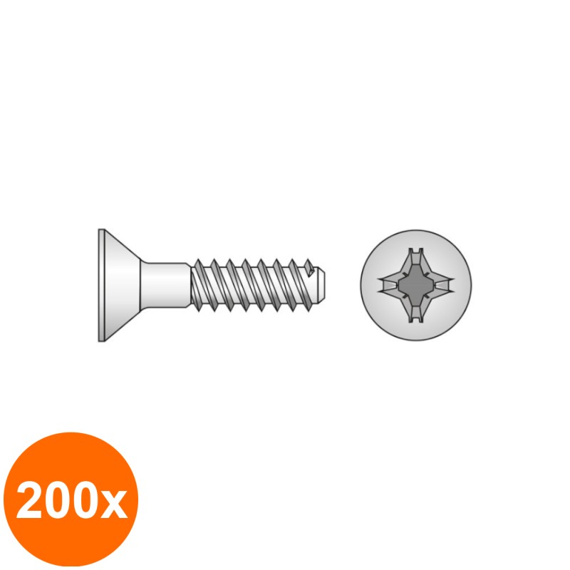 Set 200 x Surub Cap Tesit Pentru Termoplaste Inox A2-3.5 X 12