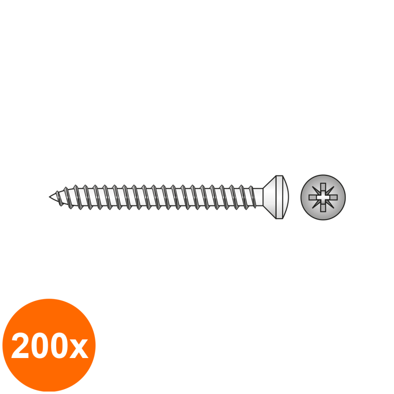 Set 200 x Surub Pal Cap Semibombat Otel Zincat-6.0 X 50pz3