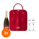 Set 2 x Sampanie Piper Heidsieck si Set de Voiaj cu Doua Pahare, Brut Non Vintage, 12% Alcool, 0.75 l