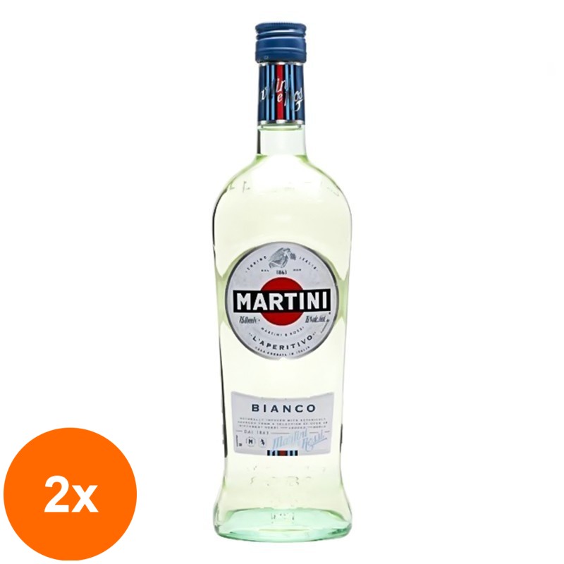 Set 2 x Vermut Alb Martini, 15% Alcool, 1 l