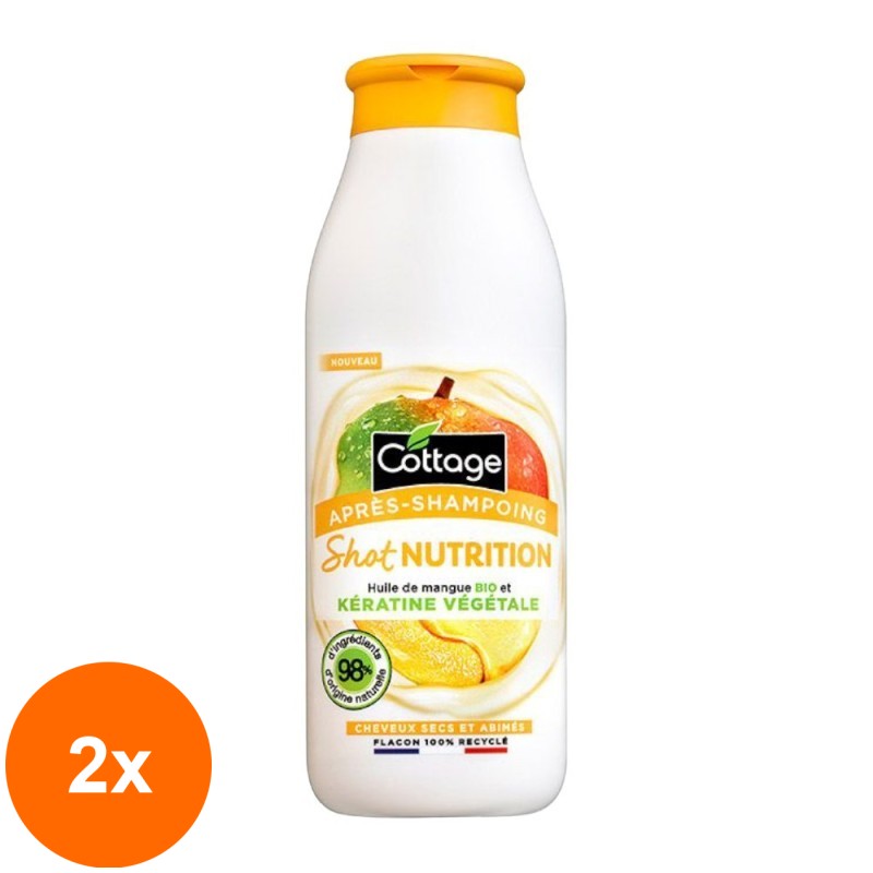 Set 2 x Balsam pentru Par Cottage, Shot Nutrition, Mango si Keratina, 250 ml