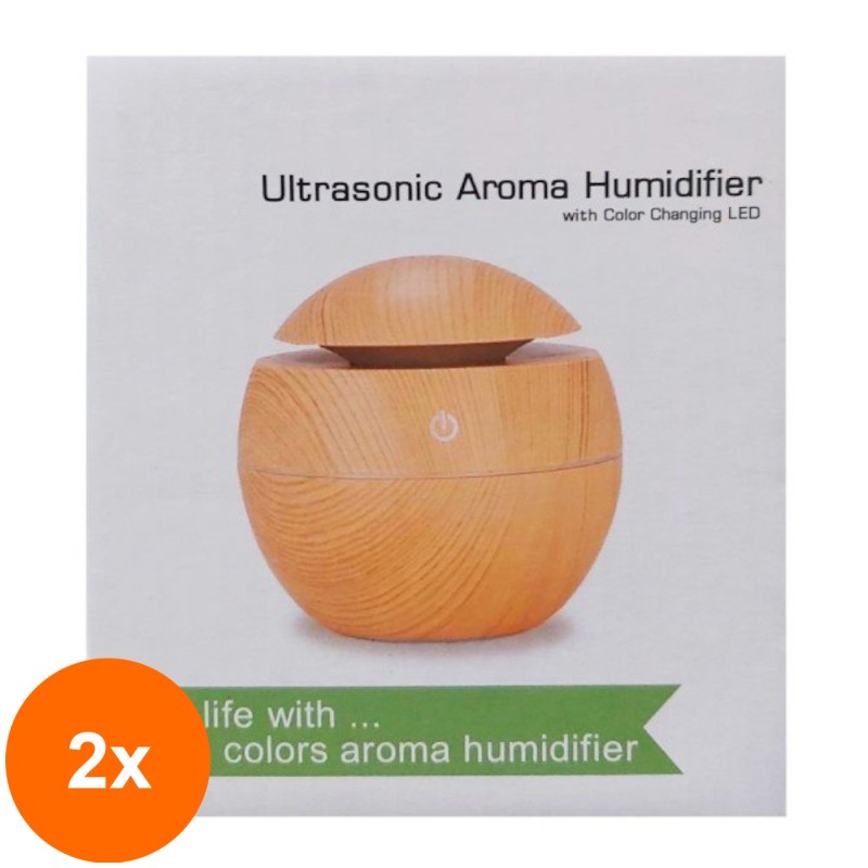 Set 2 x Difuzor Aromaterapie, Rotund, Maro