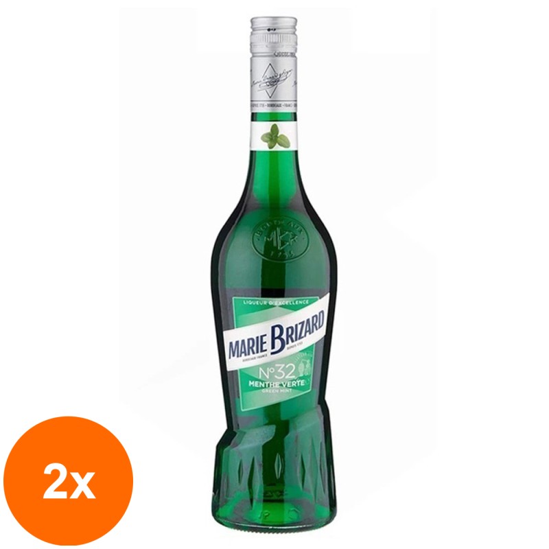 Set 2 x Lichior Menta Verde Marie Brizard, 20% Alcool, 0.7 l