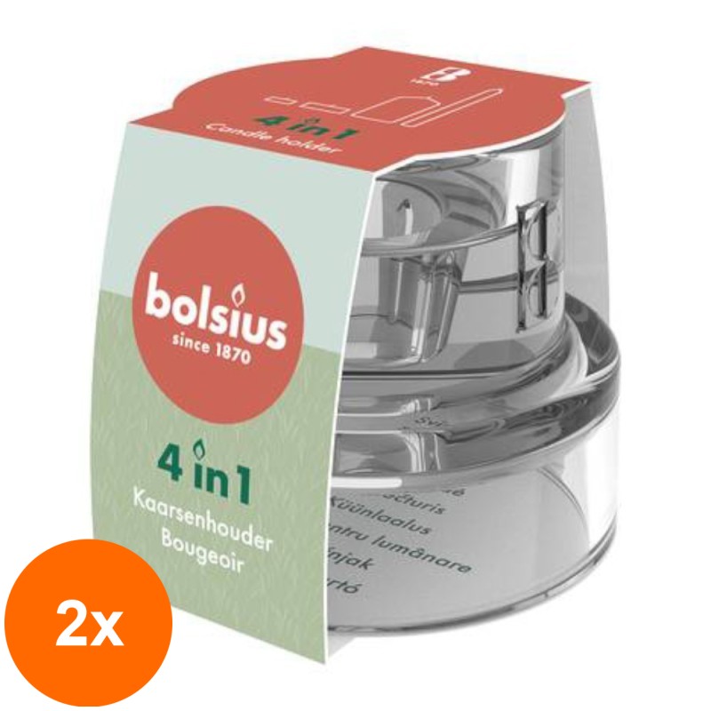 Set 2 x Suport 4 in 1 Bolsius, pentru Lumanari Pastila, Conice, Maxi si Stalpi 70/84