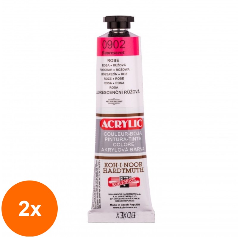 Set 2 x Tub Acrilic, Fluorescent Roz, 40 ml