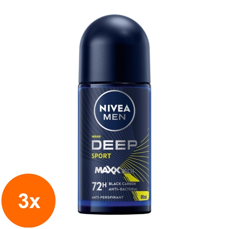 Set 3 x Deodorant Roll-on, Nivea Men Deep Sport, 50 ml