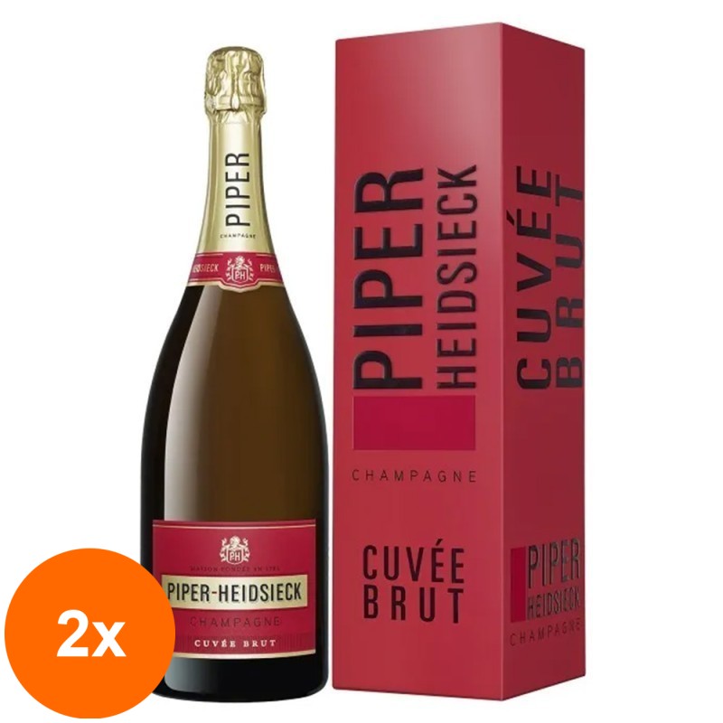 Set 2 x Sampanie Cuvee Brut Non Vintage Piper Heidsieck 12% Alcool, Cutie Carton, 1.5 l