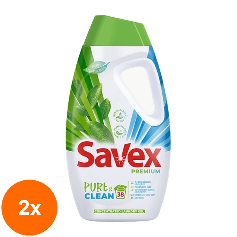 Set 2 x Detergent Lichid de Rufe Savex, Pure and Clean, 1.71 l