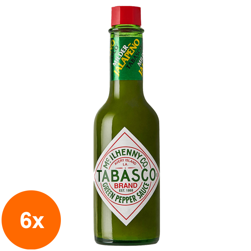 Set 6 x Sos Ardei Iute Verde Tabasco 60 ml