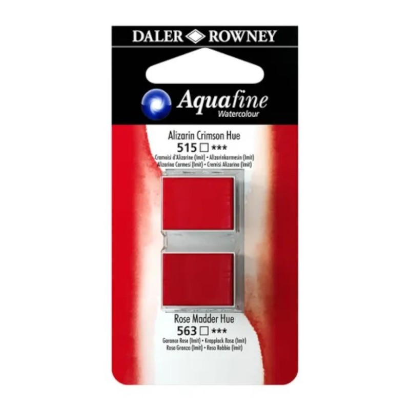 Godete Acuarele Aquafine Daler Rowney, Alizarin Crimson Hue & Rose Madder Hue, 2 Bucati