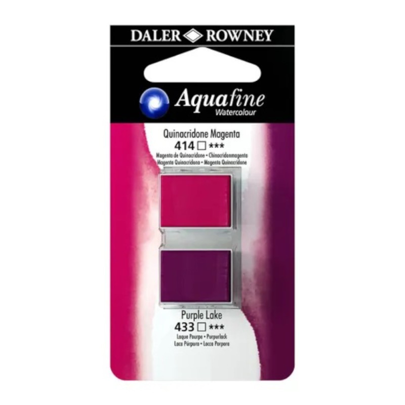 Godete Acuarele Aquafine Daler Rowney, Quinacridone Magenta & Purple Lake, 2 Bucati