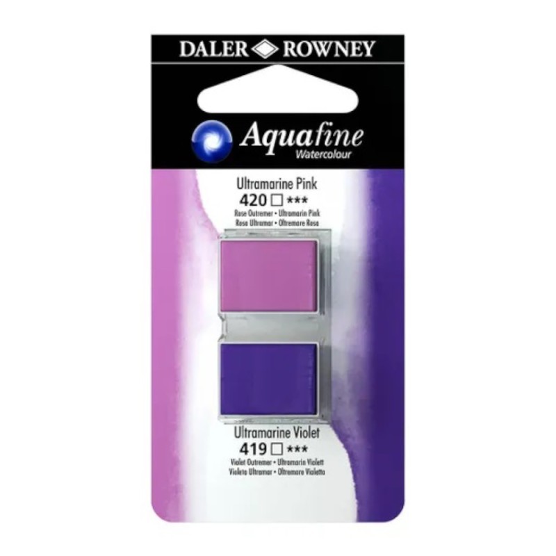 Godete Acuarele Aquafine Daler Rowney, Ultramarine Pink & Ultramarine Violet, 2 Bucati