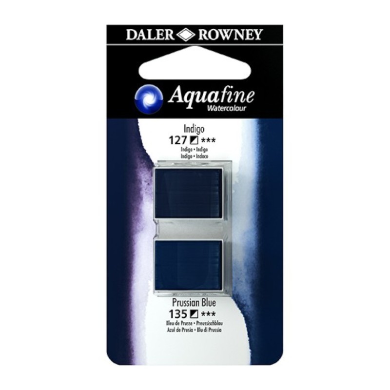 Culori Acuarela Aquafine Daler Rowney, Indigo & Prussian Blue, 2 Bucati