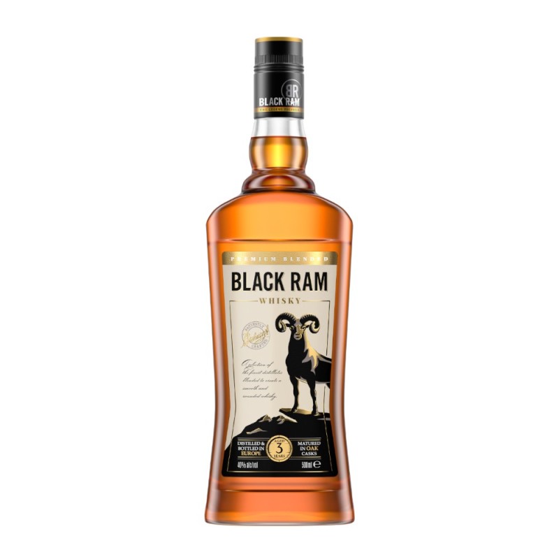 Whisky Black Ram, Premium Blended, 3YO, 40% Alcool, 0.5 l