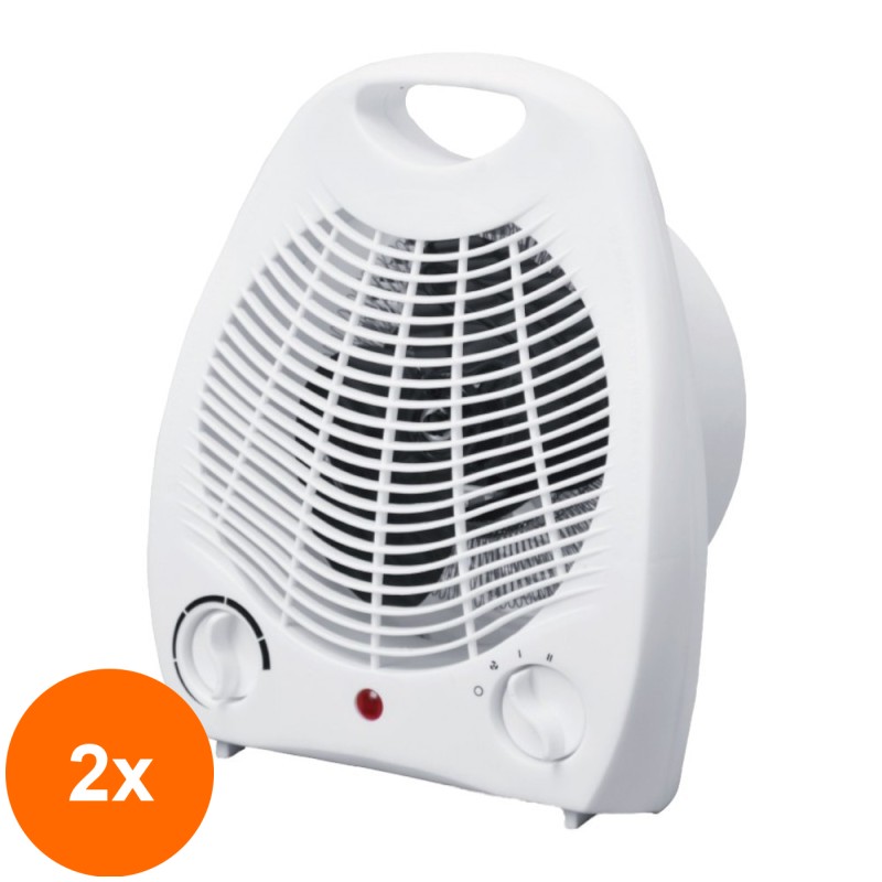 Set 2 x Aeroterma cu 2 Trepte Putere, Max 2000 W, Alb, Victronic VC2102/2022