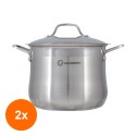 Set 2 x Oala din Inox cu Capac, 40 cm, 35.3 l, Grunberg