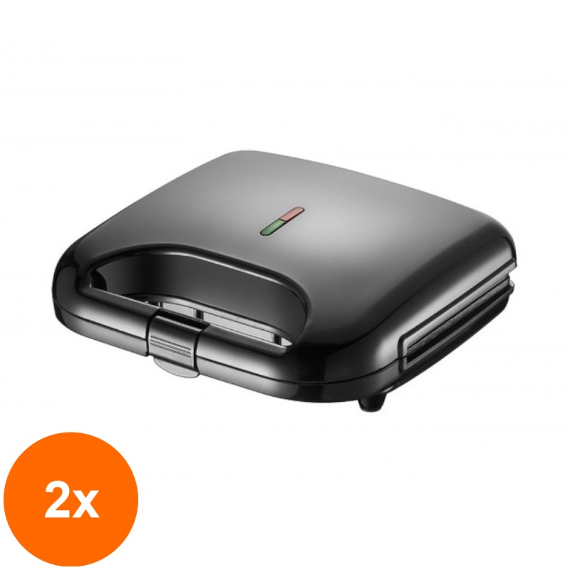 Set 2 x Aparat pentru Sandwich, Negru, 750 W, Victronic