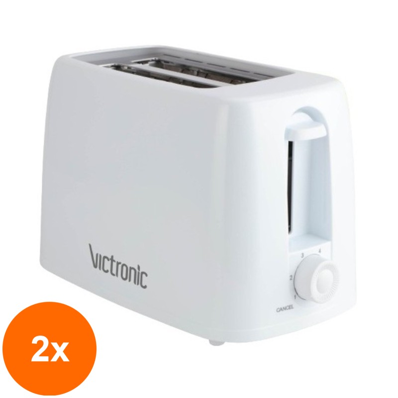 Set 2 x Prajitor pentru Paine, Alb, cu 2 Compartimente, 650 W, Victronic