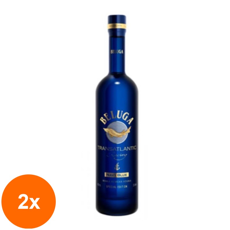 Set 2 x Vodka Beluga Transatlantic Navy Blue, 40% Alcool, 0.7 l