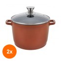 Set 2 x Oala Tip Tuci cu Capac, din Aluminiu, Invelis Ceramica, 7.3 l, Grunberg