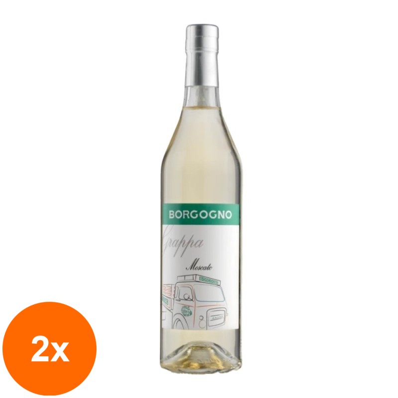 Set 2 x Bautura Alcoolica Grappa Di Moscato, Borgogno, 43% Alcool, 0.7 l