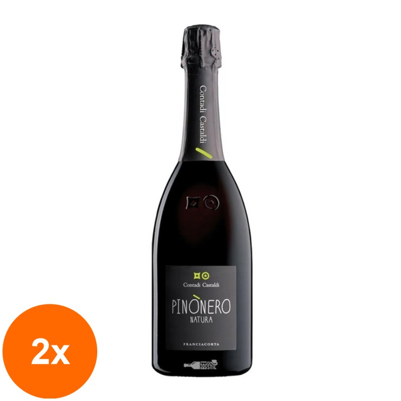 Set 2 x Vin Spumant Contadi Castaldi Franciacorta, Pinonero, Dosaggio Zero, Alb Sec, 0.75 l