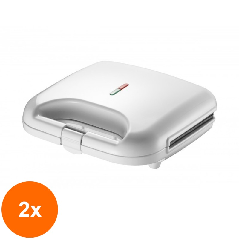 Set 2 x Aparat pentru Sandwich, Alb, 750 W, Victronic