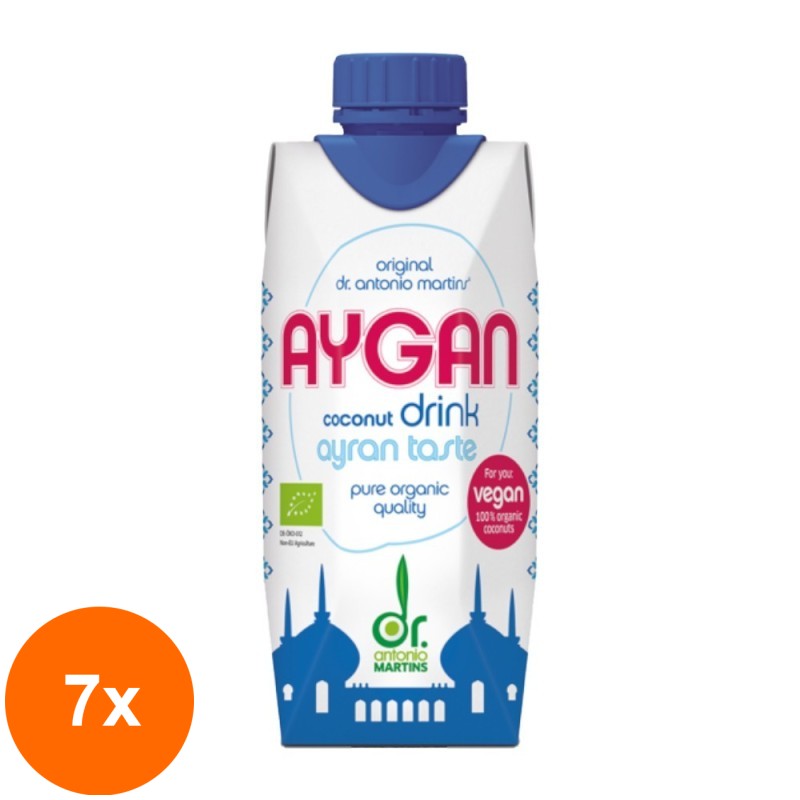 Set 7 x Bautura Aygan, din Cocos, cu Gust de Ayran, 330 ml