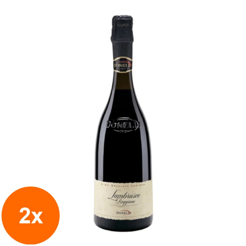 Set 2 x Vin Spumant Donelli, Lambrusco Scaglietti Reggiano DOP, Brut, 0.75 l