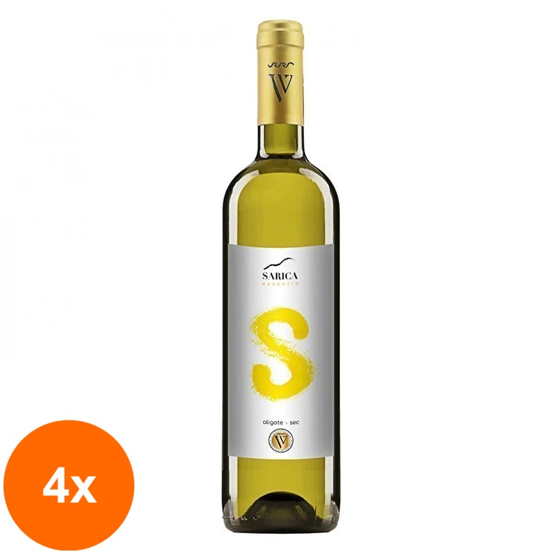 Set 4 x Vin Alb Sarica Essentia Aligote, Sec, 0.75 l