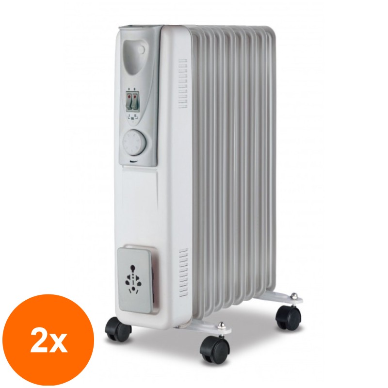 Set 2 x Calorifer Electric cu 11 Elementi, 2500 W, 50 x 13.5 x 58 cm, Grunberg