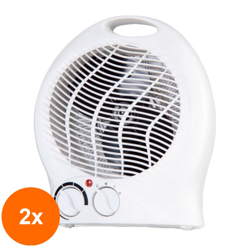 Set 2 x Aeroterma cu 2 Trepte Putere, Max 2000 W, Alb, Victronic VC2101/2022