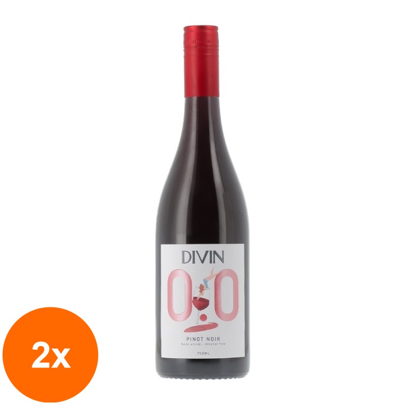 Set 2 x Vin Divin, Pinot Noir, 0% Alcool, Rosu, 0.75 l